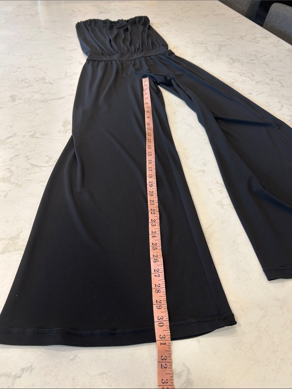 Veronica M Black Shirred Jumpsuit Wide Leg Tube Top Small - Picture 7 of 12